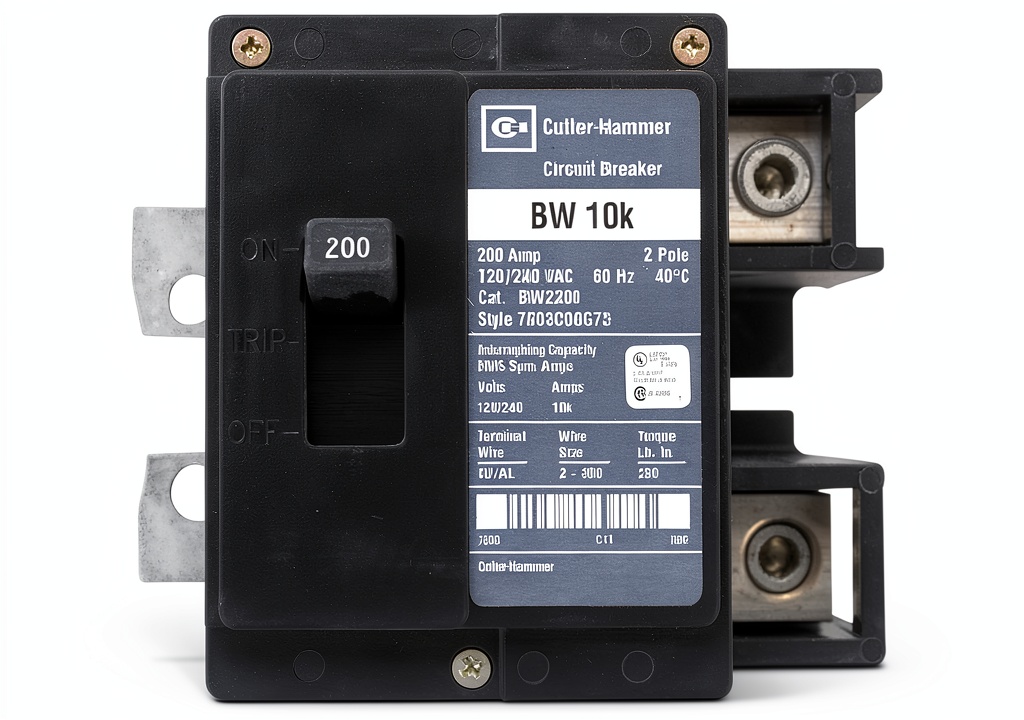 Eaton 200 Amp circuit breaker installed in a load center