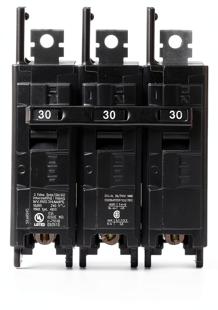 Siemens 30 Amp circuit breaker installed in an electrical panel