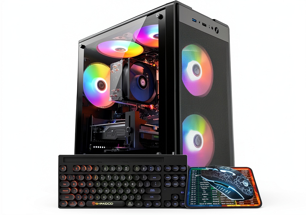 Installing AMD Ryzen 5 Gaming Desktop Kroteaup RX 590 8G on a wooden desk