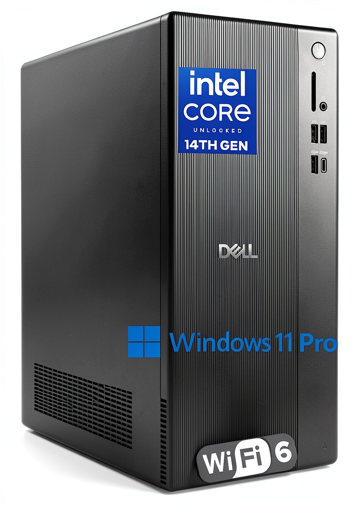 Dell Tower PC placed on a modern office desk with dual monitors