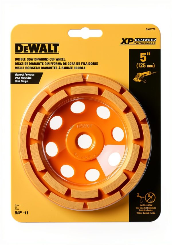 DEWALT Concrete Grinding Wheel 5-Inch Double Row Diamond Cup DW4777-4