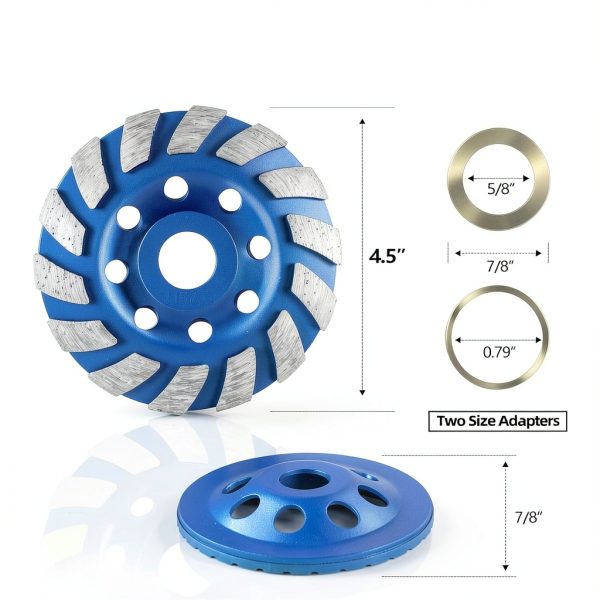 SALI Diamond Concrete Grinding Wheel 4 1/2 inch for Polishing and Cleaning Stone Concrete Surface, Cement, Marble, Rock, Granite, and Thinset Removing, Angle Grinder Segment Wheels Cup 115 * 22.2MM-1