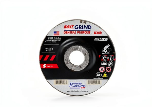 United Abrasives-SAIT 20063 A24R General Purpose/Long Life Grinding Wheel (Type 27/Depressed Center) 4 1/2" x 1/4" x 7/8", 25-Pack-1