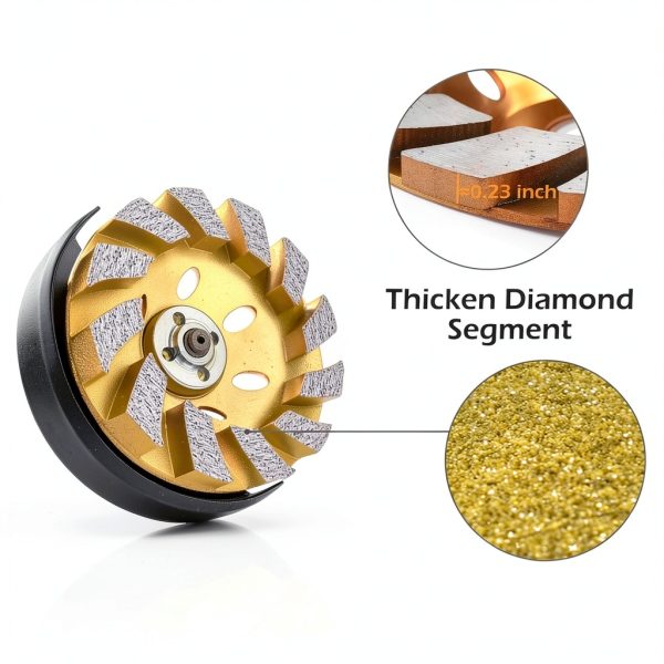 4 1/2 Inch Diamond Concrete Grinding Wheel, Turbo Segment Angle Grinder Wheel for Concrete, Stone, and Masonry, Heavy-Duty 4.5” Diamond Cup Wheel for Fast Grinding & Smoothing-2